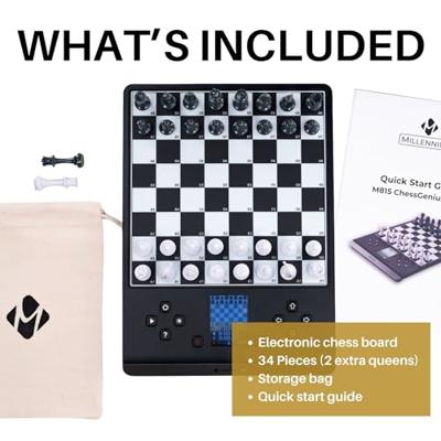 Millennium Chess Genius Pro M815 Schaakcomputer AI-functies, Magnetische schaakstukken, Druksensorbord, Kleurendisplay met verlichting Millennium Chess Genius Pro M815 Schaakcomputer AI-functies, Magnetische schaakstukken, Druksensorbord, Kleurendisplay met verlichting