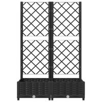 Plantenbak met latwerk 80x40x121,5 cm polypropeen zwart - thumbnail