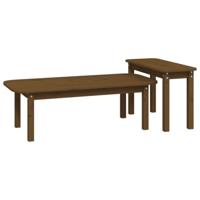 2-delige Salontafelset massief grenenhout honingbruin - thumbnail