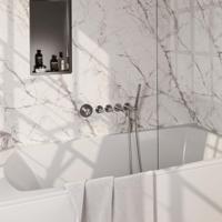 Brushed Carving thermostatische inbouw badkraan SET 01 met uitloop en handdouche - thumbnail