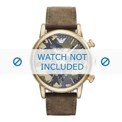 Armani horlogeband AR1818 Leder Groen 20mm + groen stiksel