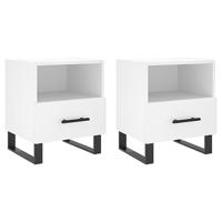 Nachtkastjes 2 st 40x35x47,5 cm bewerkt hout wit - thumbnail