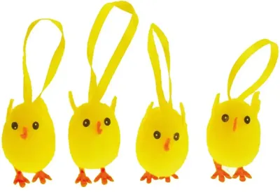 Anna's Collection paashanger kuiken 4cm geel 4 stuks