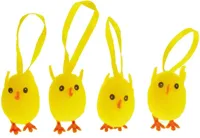 Anna's Collection paashanger kuiken 4cm geel 4 stuks - thumbnail