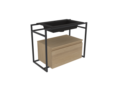 INK Kraft Wastafel Enkele Bak 1 Kraangat - 700x450x10 mm - Quartz Zwart