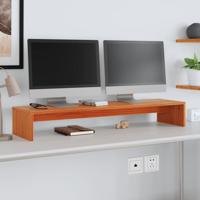 VidaXL Monitorstandaard 100x27x15 cm massief grenenhout wasbruin - thumbnail