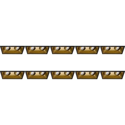 10-Pack GU10 Inbouwspots - Rechthoekig Zwart/Goud - Kantelbaar Aluminium