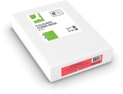 Q-CONNECT gekleurd kopieerpapier, A4, 80g, pak van 500 vel, felrood