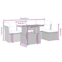 6-delige Loungeset met kussens poly rattan beige - thumbnail