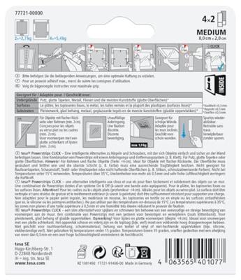 Tesa Powerstrips Click medium, draagkracht 1 kg, blister van 2 x 4 stuks