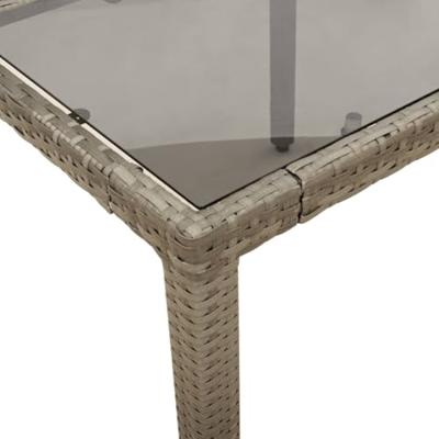 7-delige Tuinset met kussens poly rattan en glas grijs - thumbnail