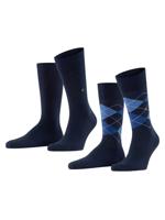 Burlington 2-paar mix Everyday heren sokken - Argyle - Biologisch katoenen sokken met ruit print - 46 - Blauw - 46 - 46 - 46 - 46 - 46 - thumbnail