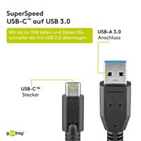 USB 3.2 GEN 1 (USB3.0) Aansluitkabel - USB-C naar USB-A - 5Gbit/s - USB adapter - OTG kabel - 3m - Zwart - thumbnail