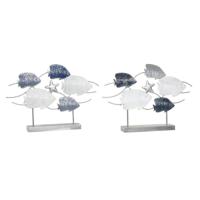 Decoratieve figuren DKD Home Decor 63 x 9 x 44 cm Grijs Blauw Wit Spiralen (2 Stuks) - thumbnail
