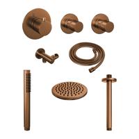 Copper Edition thermostatische inbouw regendouche SET met koper geborsteld PVD afwerking - thumbnail
