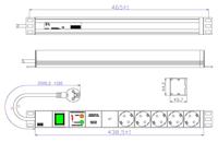 Bachmann 333.403 19 inch Stekkerdoos voor patchkast 1 HE Geaarde contactdoos Overspanningsbescherming Lichtgrijs - thumbnail