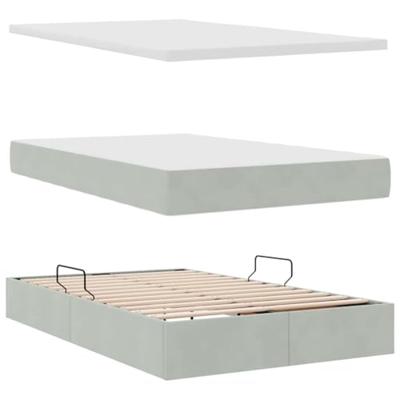 Opslag bed met matras Lichtgrijs 120 x 200 cm Fluweel