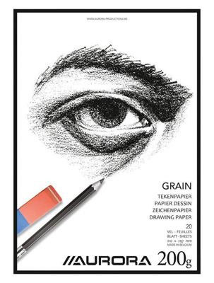 Tekenblok aurora a4 20 vel 200gr grain