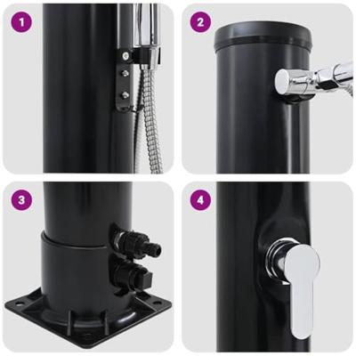 VidaXL Buitenzonne-douche zwart 217 cm pvc en aluminium