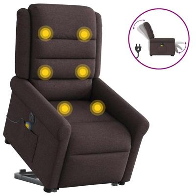 Sta-op-massagestoel elektrisch verstelbaar stof donkerbruin