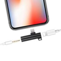 2 in 1 bal hoofd vorm 8 Pin + 3 5 mm tot 8 pins mannelijke opladen Audio Adapter(Black) - thumbnail