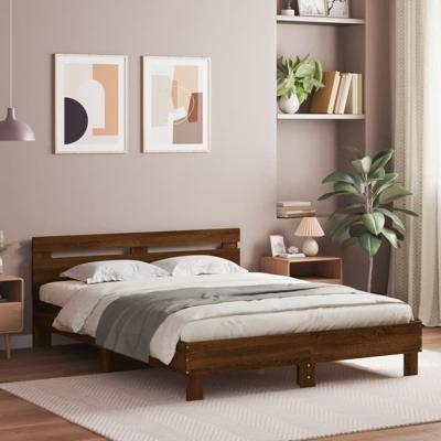 Bedframe met hoofdeinde bruin eikenkleur 150x200 cm - thumbnail