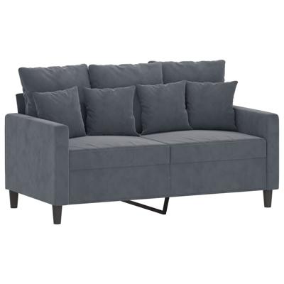 2-delige Loungeset met kussens fluweel donkergrijs - thumbnail