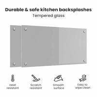 VidaXL Keuken spatscherm 2 pcs lichtgrijs 80 x 40 cm gehard glas - thumbnail