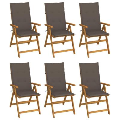 Tuinstoelen 6 st inklapbaar met kussens massief acaciahout