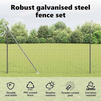 VidaXL Hek met paal grijs 1,6 x 10 m staal en pvc