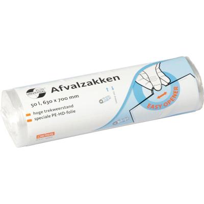 Universal Plus vuilniszak 10 micron, ft 63 x 70 cm, 50 liter, wit, rol van 50 stuks Universal Plus vuilniszak 10 micron, ft 63 x 70 cm, 50 liter, wit, rol van 50 stuks