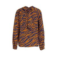 Anna van Toor top met all over print oranje/blauw - thumbnail