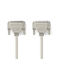 Nedis Seriële Kabel | D-SUB 25-Pins Male | D-SUB 25-Pins Female | Vernikkeld | Rond | PVC | Ivoor | Polybag 5.00 m 5.00 m - thumbnail