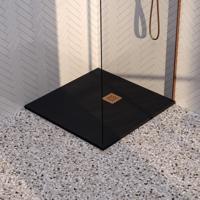 Brauer Asteroid Douchebak - 90 x 90 cm - Mineraalmarmer - Mat Zwart - Antislip - Antibacterieel - thumbnail