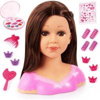 Topmodel Charlene styling hoofd met bruin haar - thumbnail