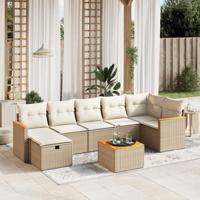 8-delige Loungeset met kussens poly rattan beige - thumbnail