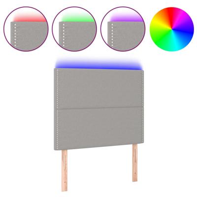 Hoofdbord LED 90x5x118/128 cm stof lichtgrijs - thumbnail