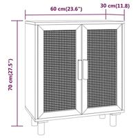 Dressoir 60x30x70 cm massief grenenhout en rattan bruin - thumbnail