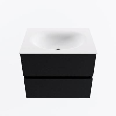 MONDIAZ VICA 60cm badmeubel onderkast Urban 2 lades. Wastafel MOON midden zonder kraangat, kleur Talc.