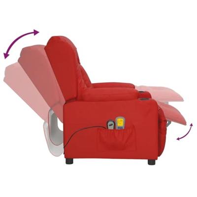 Massagestoel elektrisch kunstleer wijnrood Massagestoel elektrisch kunstleer wijnrood