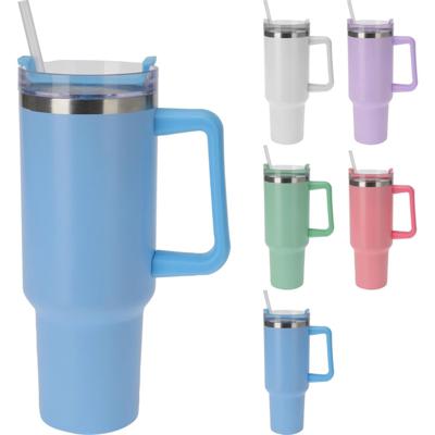 Excellent Houseware Isoleerbeker rvs met rietje 1200ml