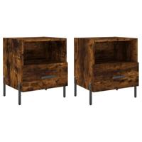 Nachtkastjes 2 st 40x35x47,5 cm bewerkt hout gerookt eikenkleur - thumbnail