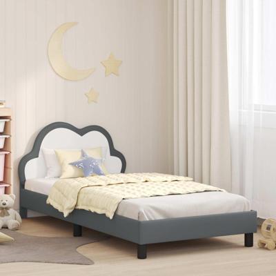 Bedframe voor kinderen met hoofdbord Lichtgrijs 90 x 200 cm PU