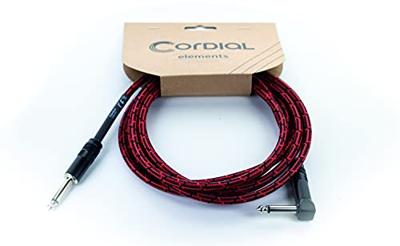Cordial 14786 Jackplug Instrumenten Aansluitkabel [1x Jackplug male 6,3 mm (mono) - 1x Jackplug male 6,3 mm (mono)] 7.50 m Zwart, Rood Textielmantel