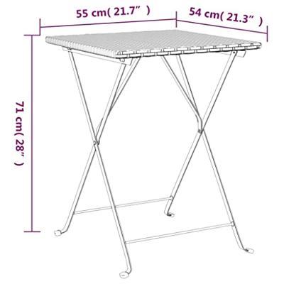3-delige Bistroset inklapbaar poly rattan grijs - thumbnail