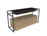 INK Kraft Wastafel Enkele Bak 2 Kraangaten - 1200x450x10 mm - Quartz Zwart - thumbnail