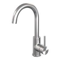 Wastafelmengkraan Brauer Brushed Edition Coldstart Opbouw Hoog Gebogen Ronde Hendel Geborsteld RVS PVD - thumbnail