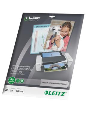 Leitz Lamineerfolie DIN A3 80 micron glanzend 25 stuk(s) Leitz Lamineerfolie DIN A3 80 micron glanzend 25 stuk(s)