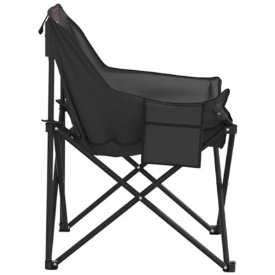 Campingstoelen 2 st met vakje inklapbaar zwart - thumbnail