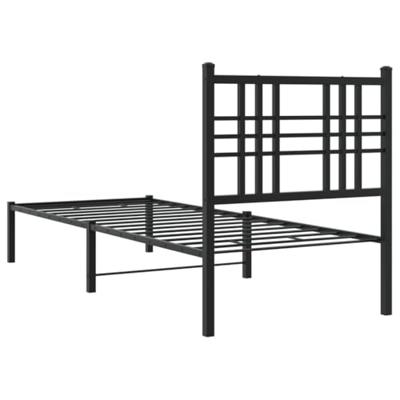 Bedframe met hoofdbord metaal zwart 75x190 cm